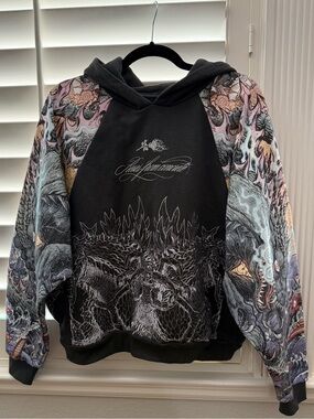 Godzilla x Civil Regime In Time Destruction Reclaimed Hoodie Black Size Medium